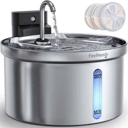 Wireless Cat Water Fountain [Water & Battery Separation]  4000Mah Battery Operated Cat Fountain, Cordless Pet Fountain with Motion Sensor for Cats Dogs-3.5L/118Oz